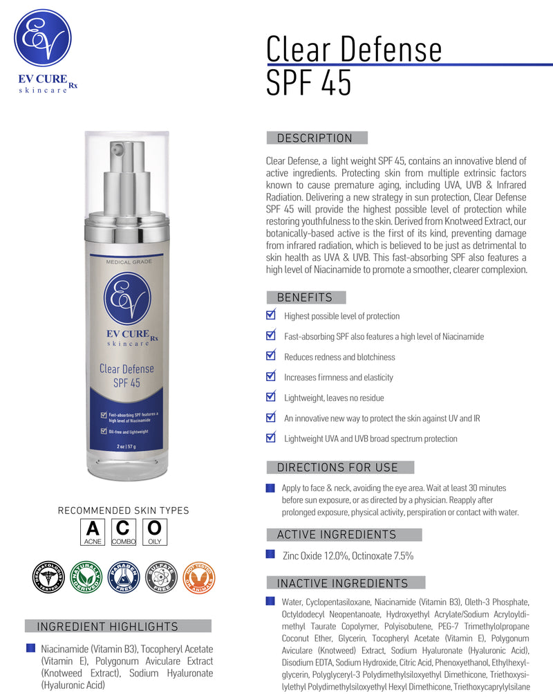 EV Cure Rx Clear Defense SPF 45